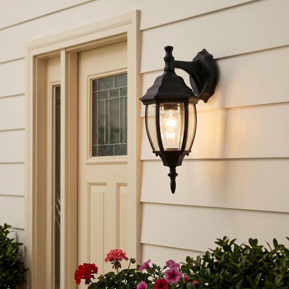 Matte Black Hanging Globe Lantern Wall Light — view 6