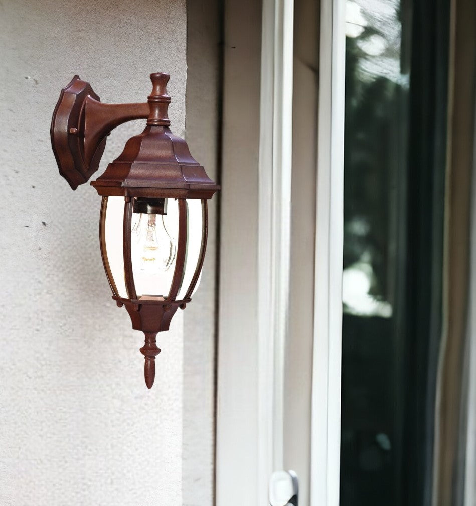 Dark Brown Hanging Globe Lantern Wall Light