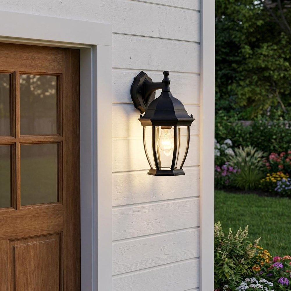 Matte Black Wide Hanging Lantern Wall Light — view 5