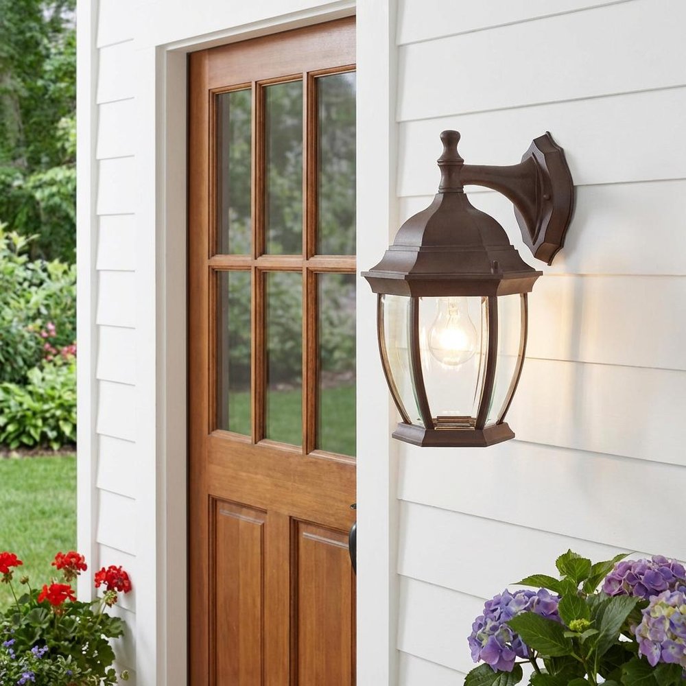 Dark Brown Wide Hanging Lantern Wall Light — view 5