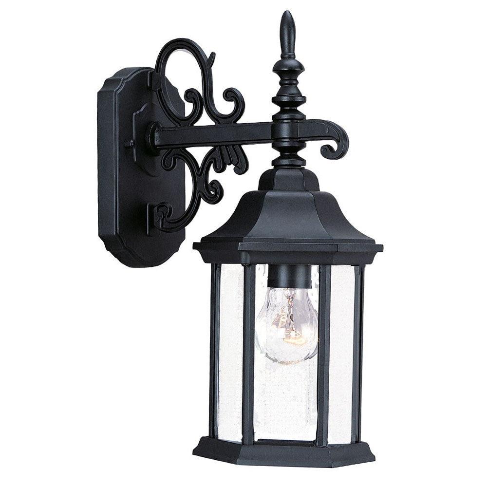 Petite Matte Black Domed Hanging Glass Lantern Wall Light - FurniFindUSA