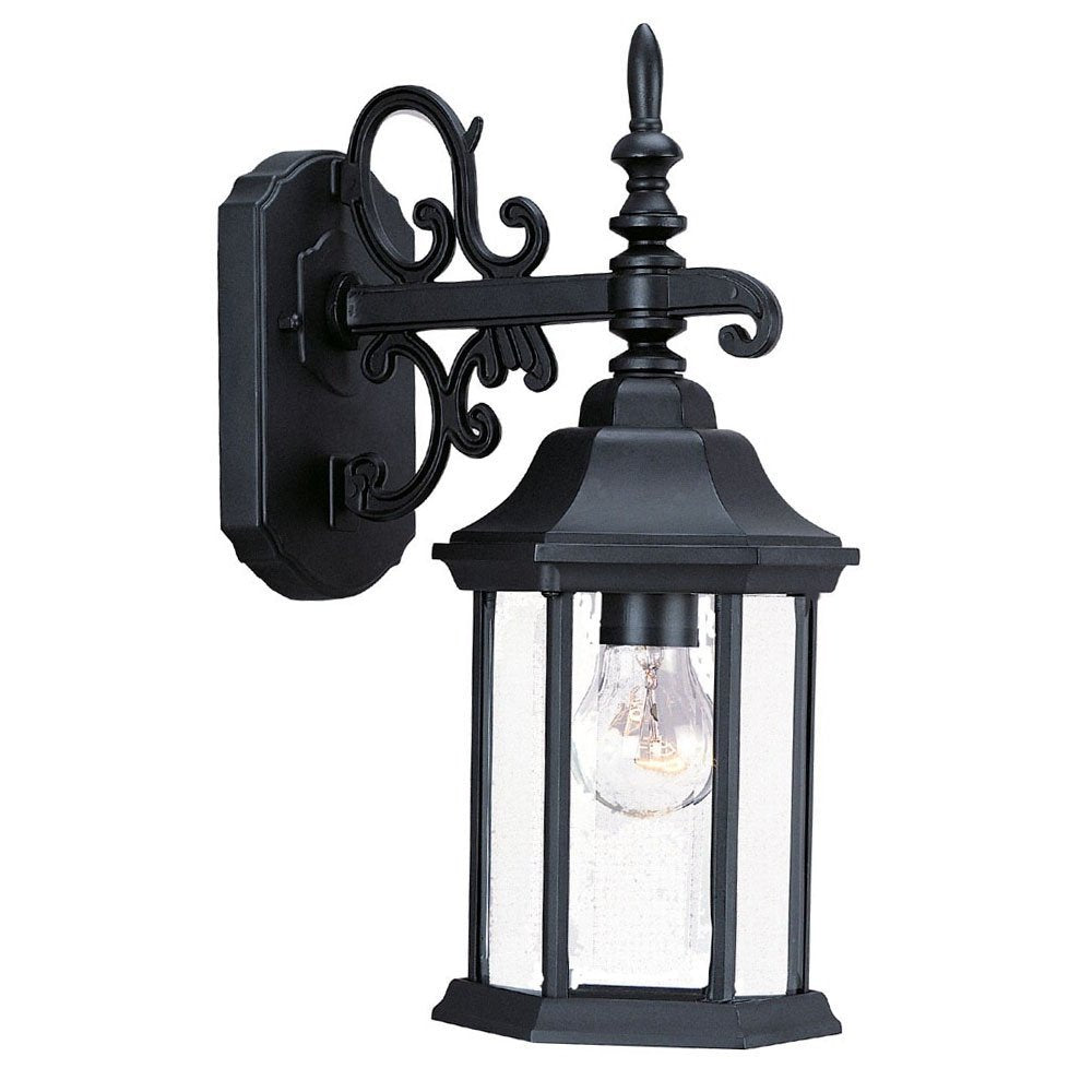 Petite Matte Black Domed Hanging Glass Lantern Wall Light — view 3