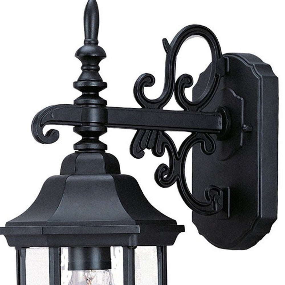 Petite Matte Black Domed Hanging Glass Lantern Wall Light — view 4