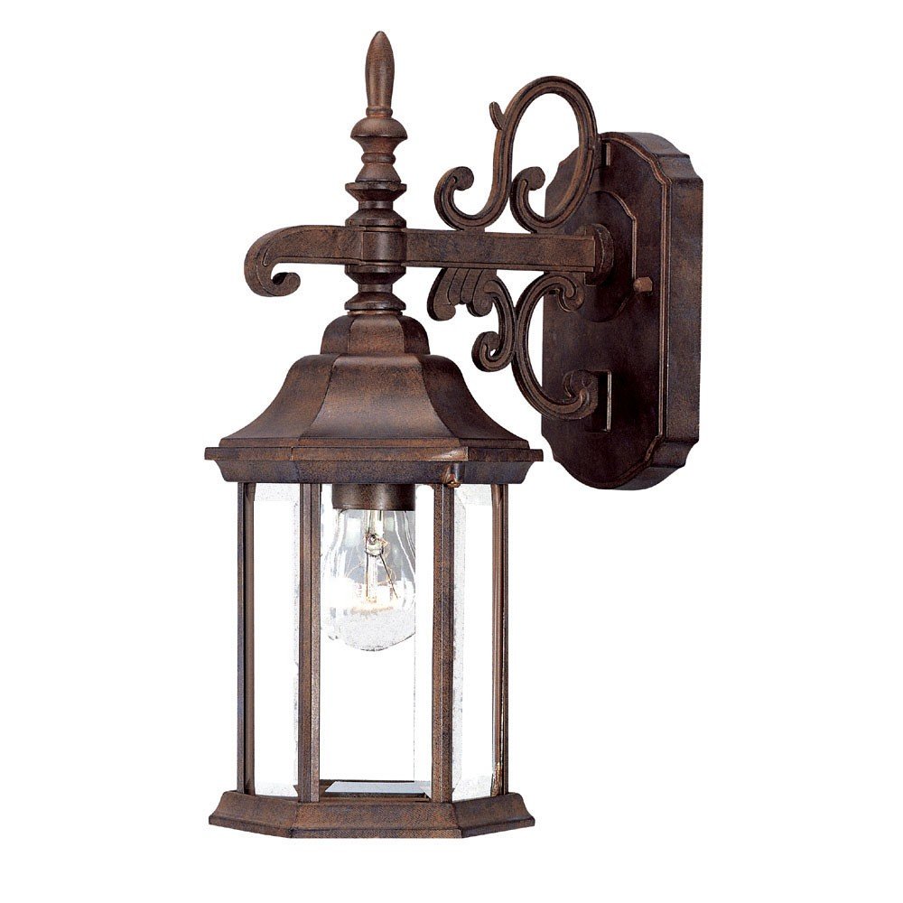 Petite Brown Domed Hanging Glass Lantern Wall Light — view 1