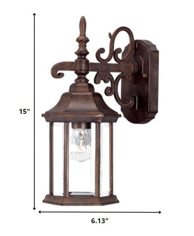 Petite Brown Domed Hanging Glass Lantern Wall Light — view 2