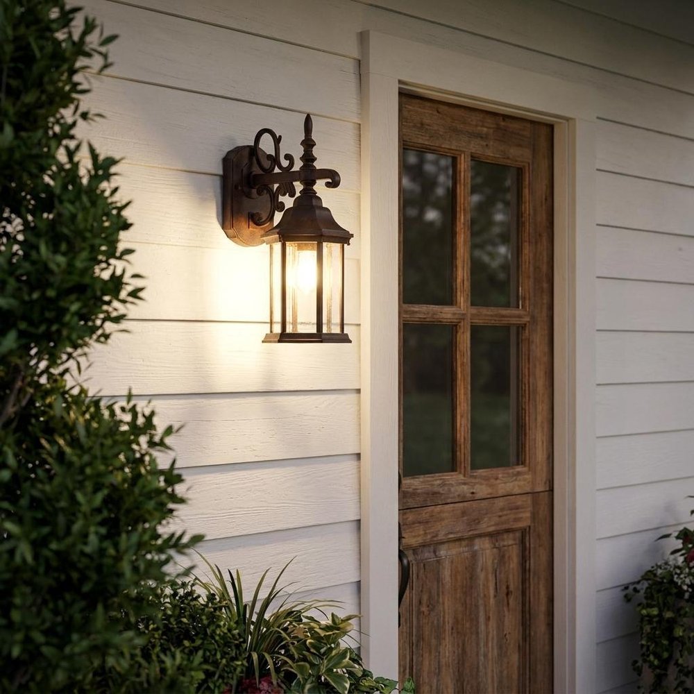 Petite Brown Domed Hanging Glass Lantern Wall Light — view 6