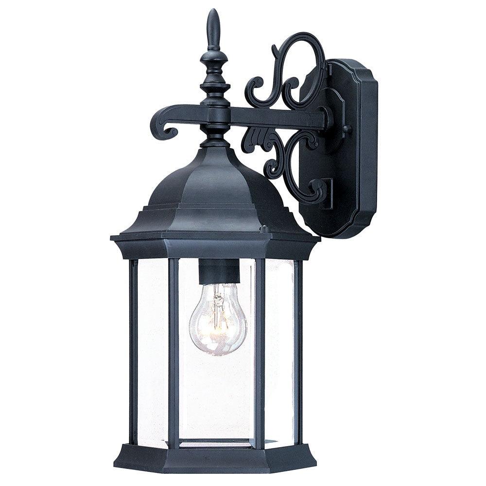 Narrow Matte Black Domed Hanging Glass Lantern Wall Light - FurniFindUSA