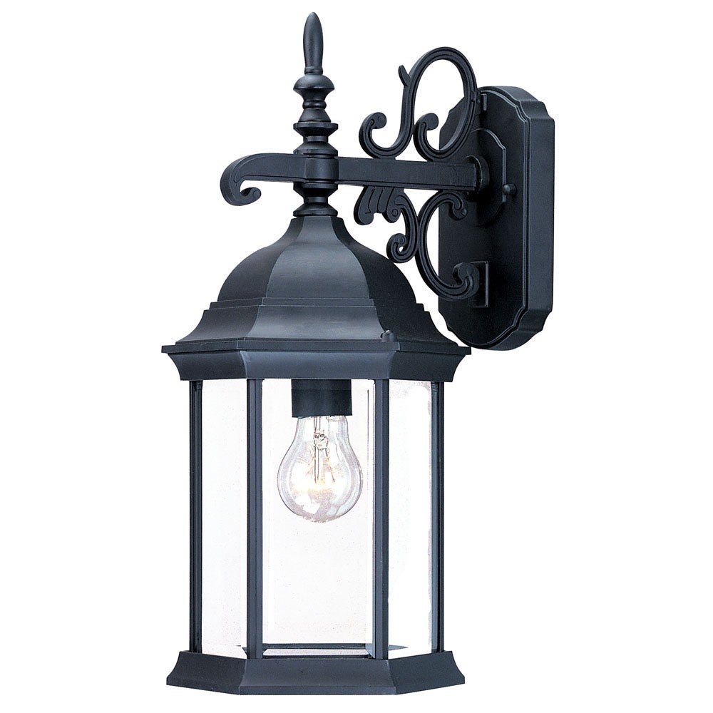 Narrow Matte Black Domed Hanging Glass Lantern Wall Light — view 1