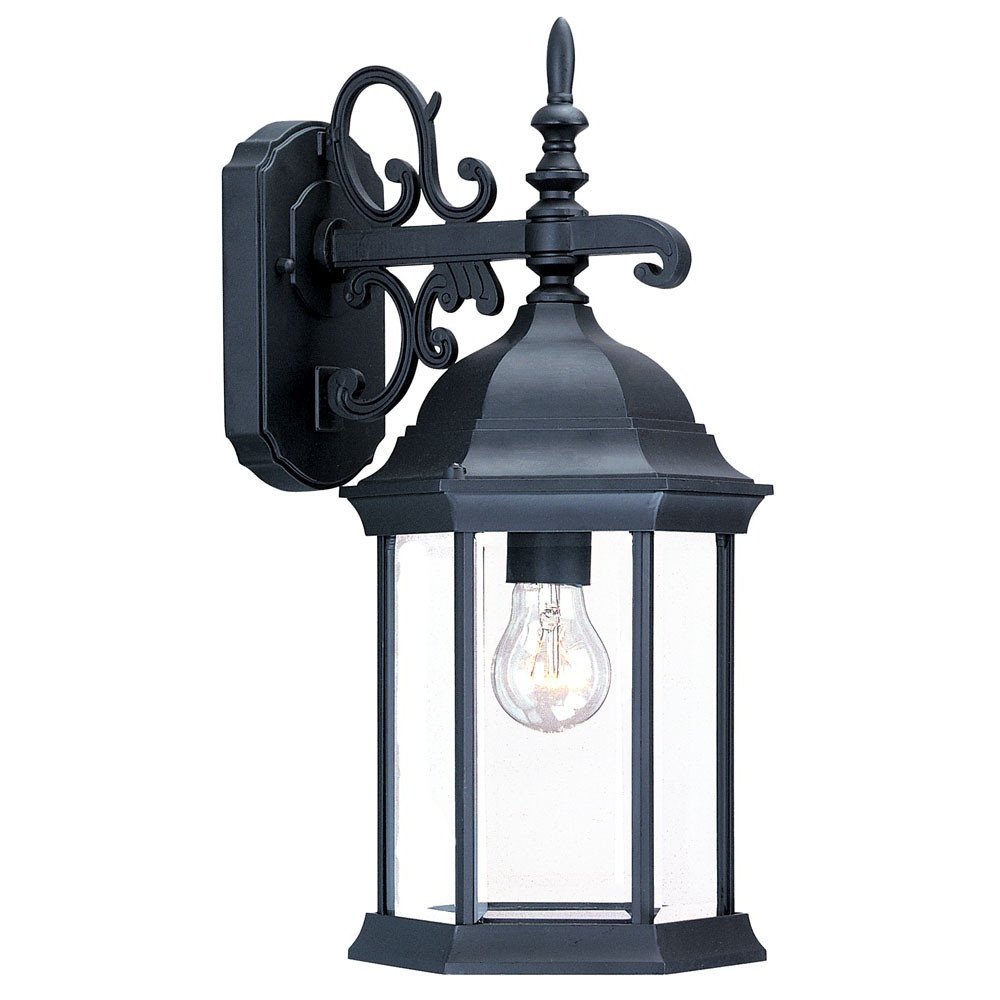 Narrow Matte Black Domed Hanging Glass Lantern Wall Light — view 3