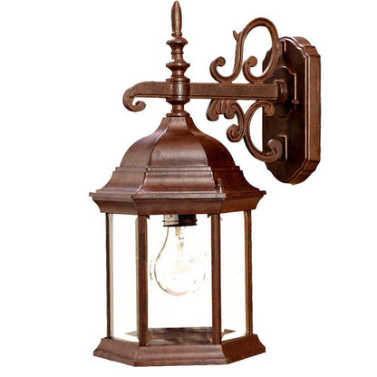 Narrow Brown Domed Hanging Glass Lantern Wall Light - FurniFindUSA