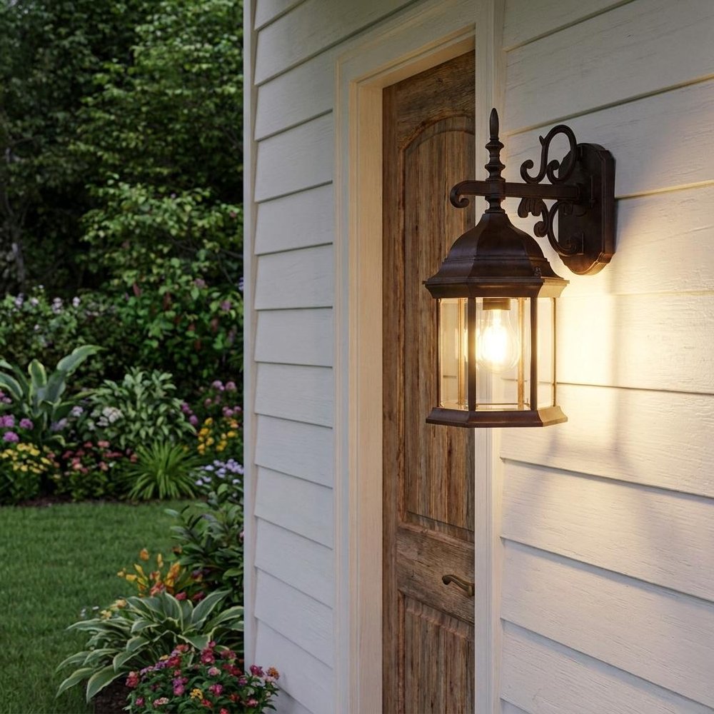 Narrow Brown Domed Hanging Glass Lantern Wall Light HomeRoots