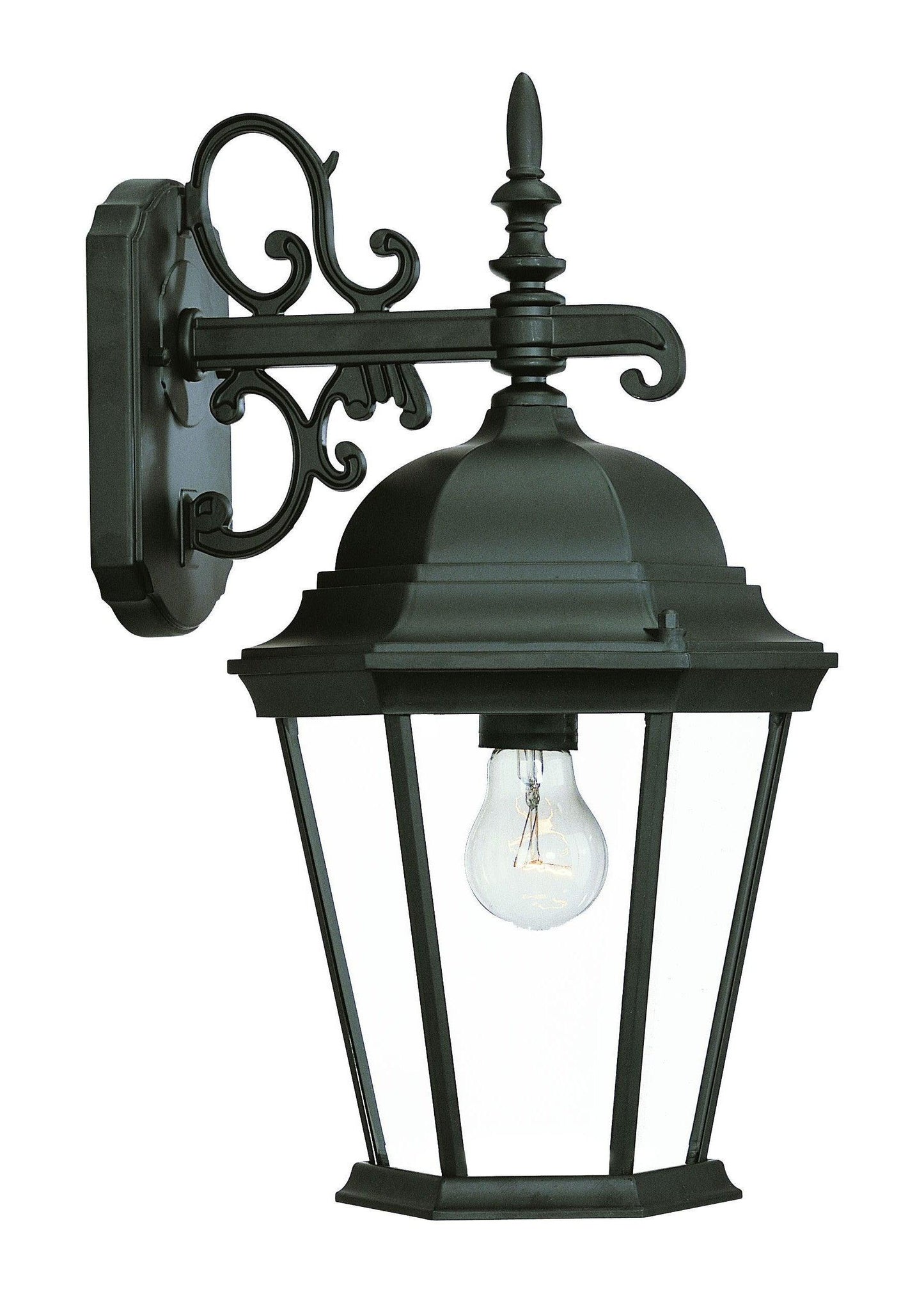 Matte Black Domed Glass Hanging Lantern Wall Light - FurniFindUSA