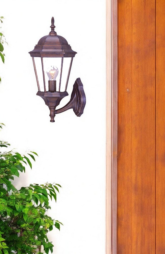 22" Dark Brown And Clear Metal Flush Mounted Sconce HomeRoots