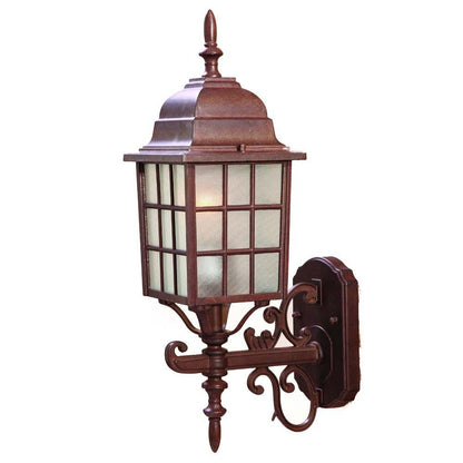 Dark Brown Window Pane Lantern Wall Sconce - FurniFindUSA