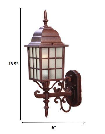 Dark Brown Window Pane Lantern Wall Sconce - FurniFindUSA