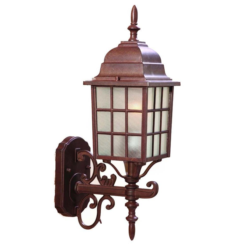 Dark Brown Window Pane Lantern Wall Sconce - FurniFindUSA