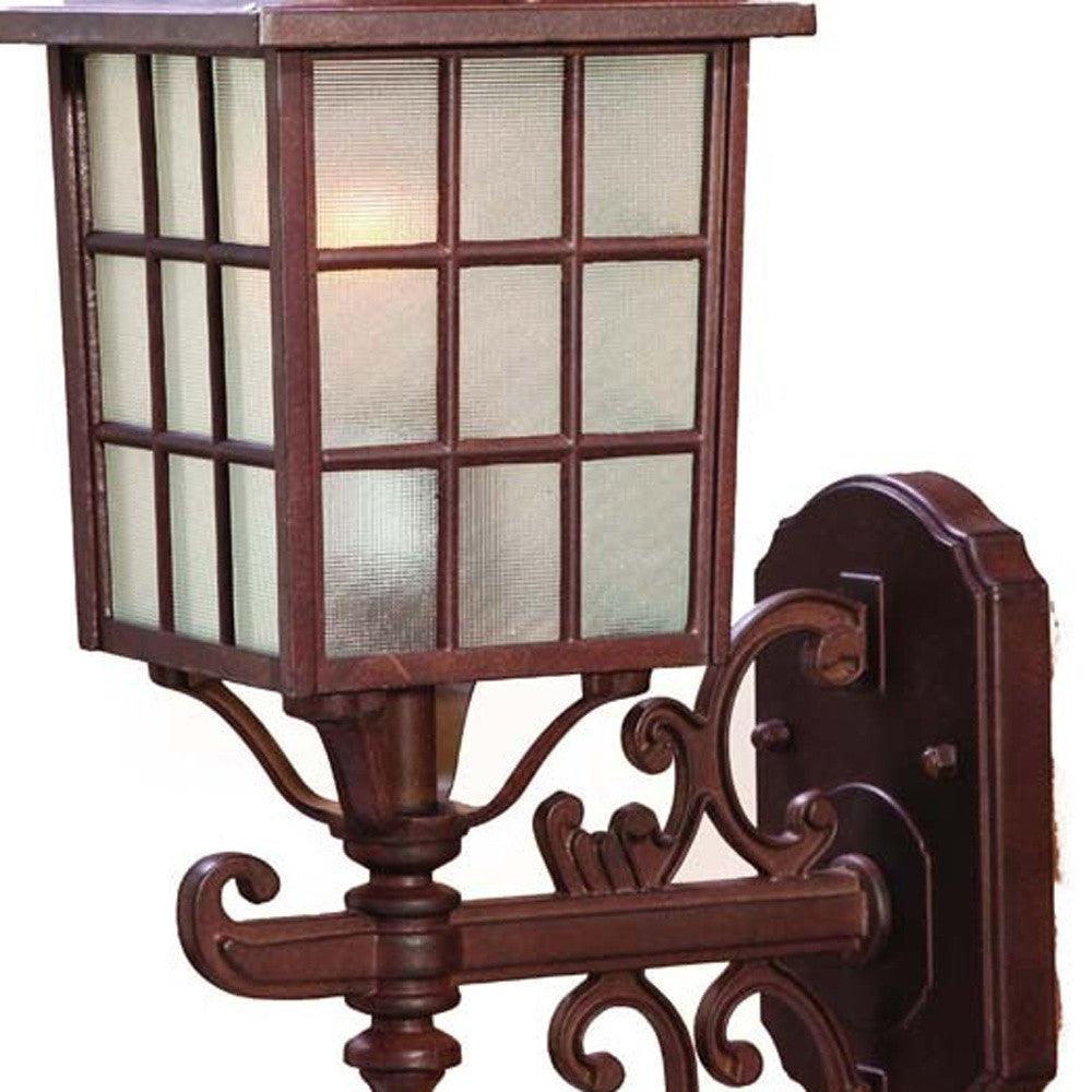 Dark Brown Window Pane Lantern Wall Sconce - FurniFindUSA