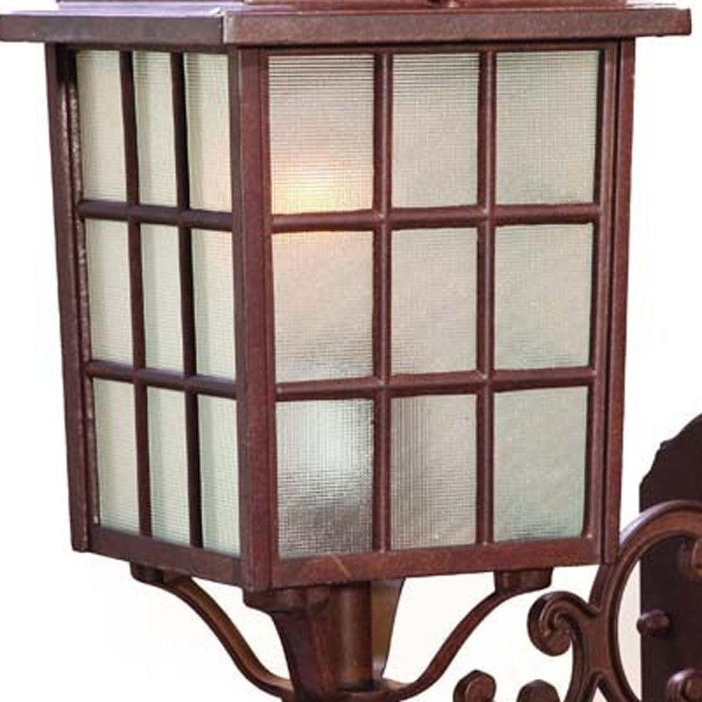 Dark Brown Window Pane Lantern Wall Sconce - FurniFindUSA