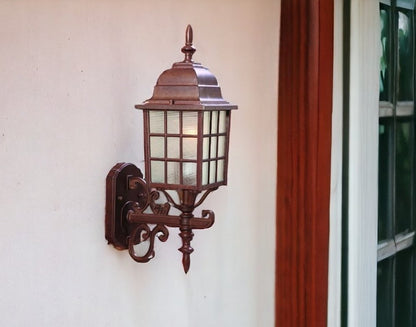 Dark Brown Window Pane Lantern Wall Sconce HomeRoots