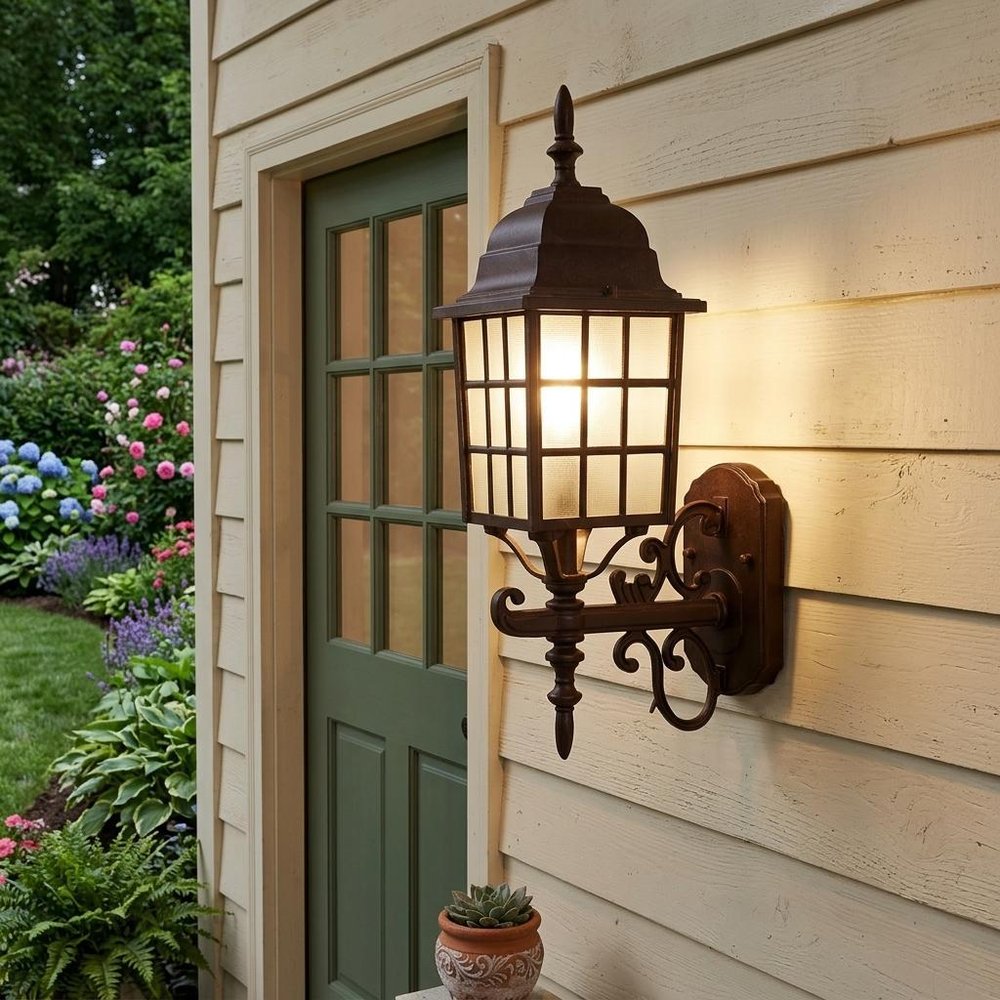 Dark Brown Window Pane Lantern Wall Sconce HomeRoots