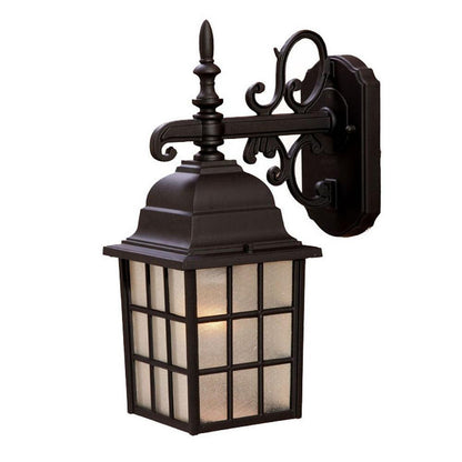 Dark Brown Window Pane Lantern Wall Light - FurniFindUSA