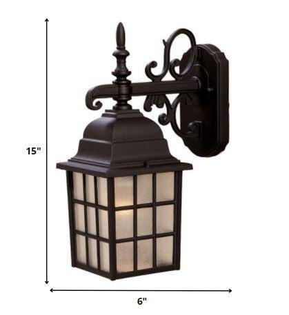 Dark Brown Window Pane Lantern Wall Light - FurniFindUSA