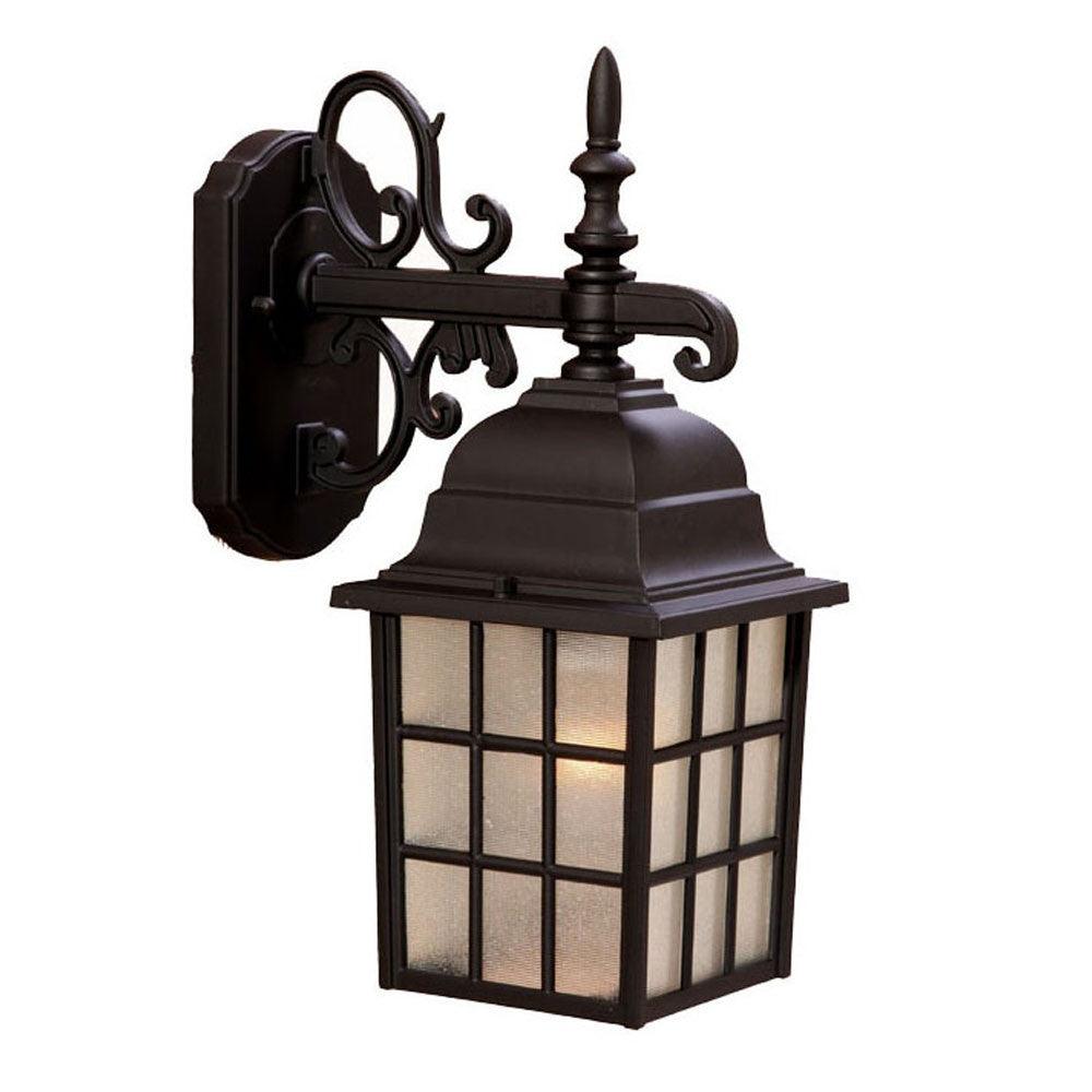 Dark Brown Window Pane Lantern Wall Light - FurniFindUSA