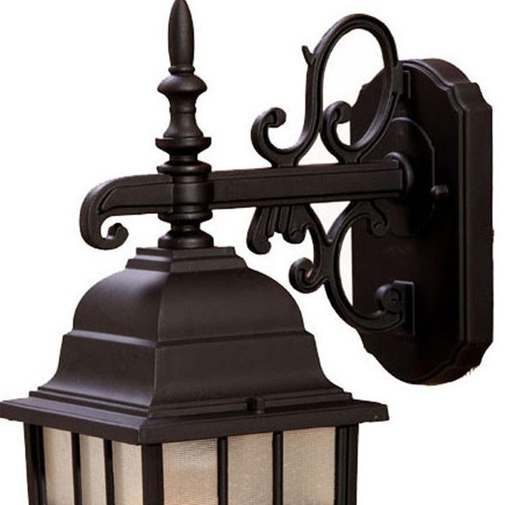 Dark Brown Window Pane Lantern Wall Light - FurniFindUSA