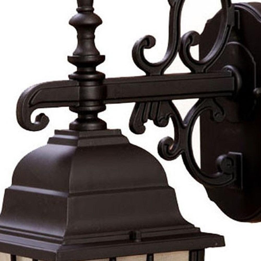 Dark Brown Window Pane Lantern Wall Light - FurniFindUSA