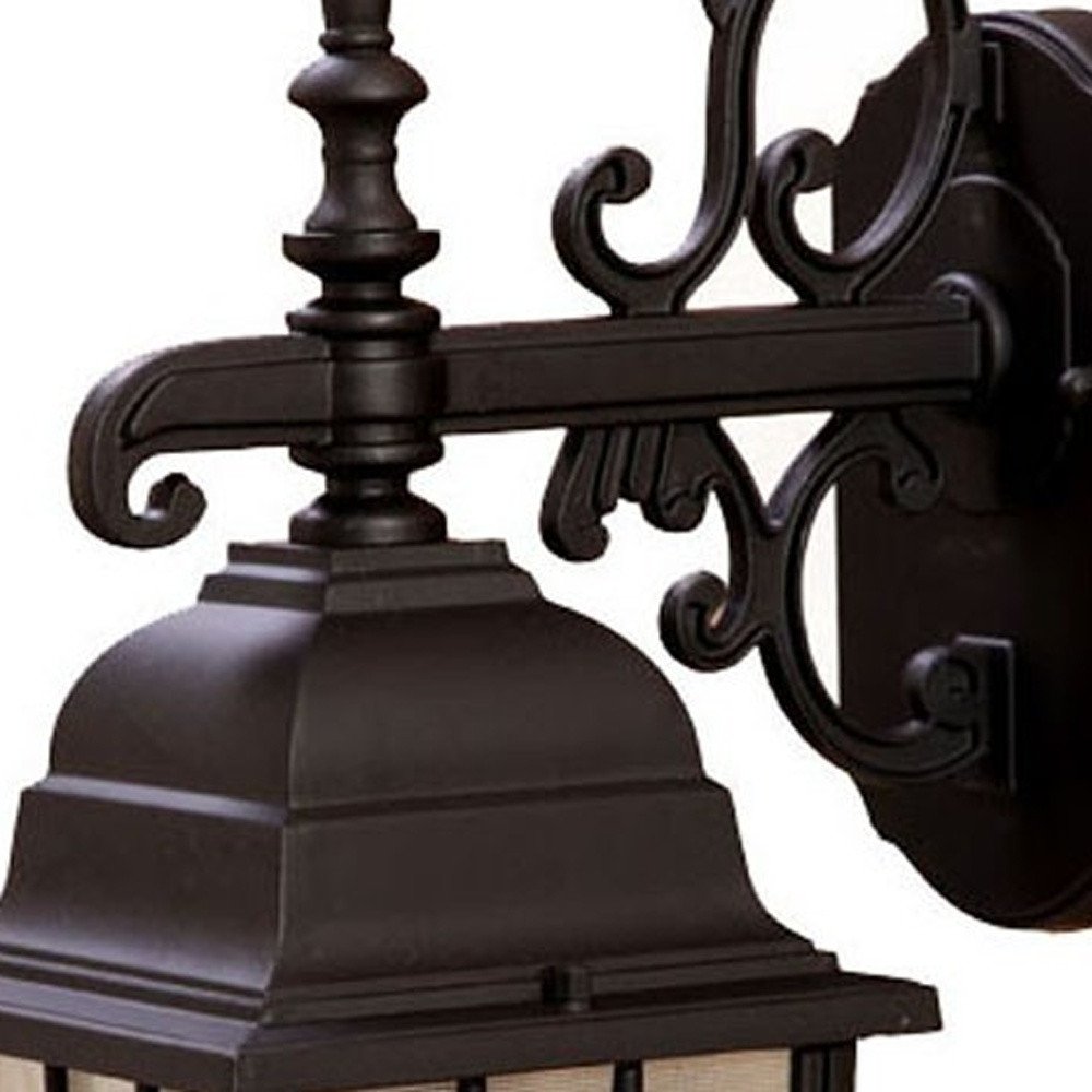 Dark Brown Window Pane Lantern Wall Light — view 5