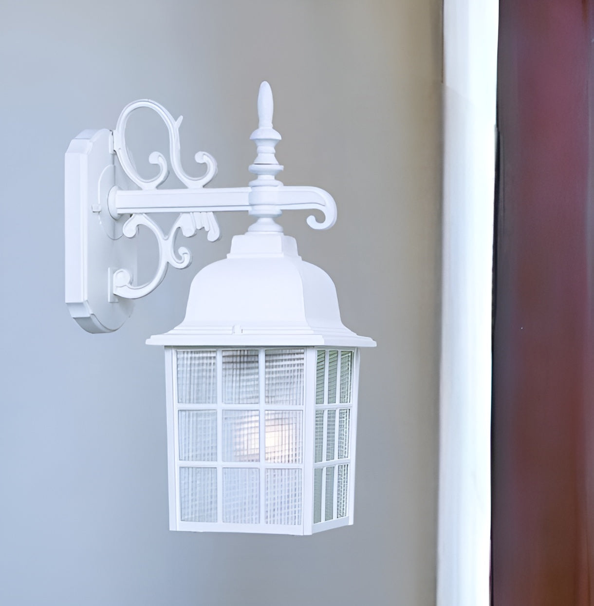 White Window Pane Lantern Wall Light