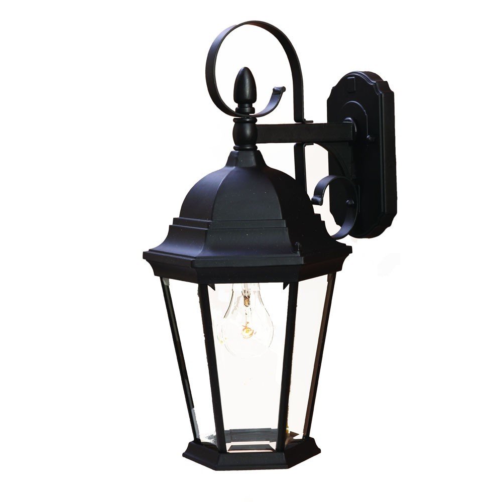 XL Matte Black Swing Arm Hanging Lantern Wall Light — view 1
