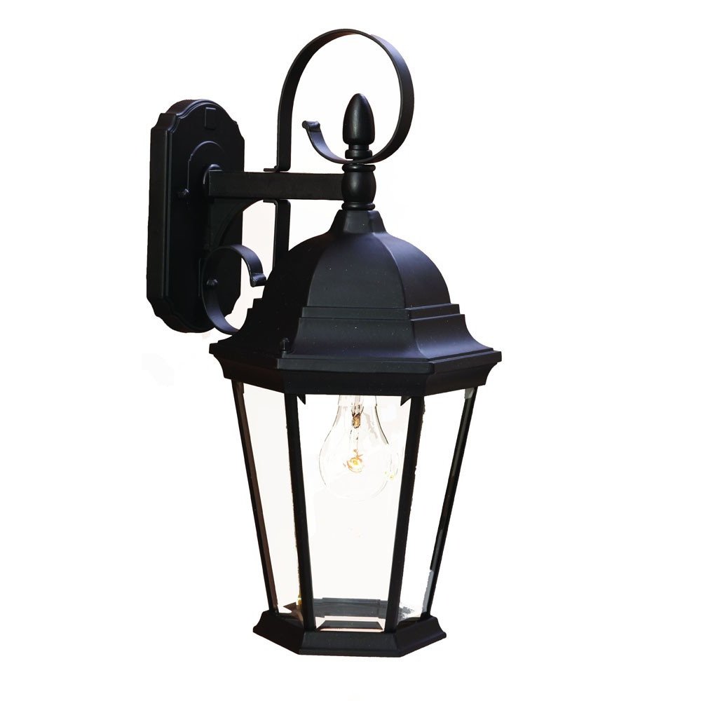 XL Matte Black Swing Arm Hanging Lantern Wall Light — view 3