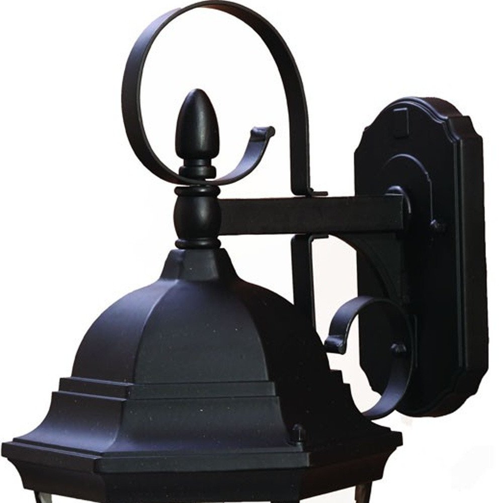 XL Matte Black Swing Arm Hanging Lantern Wall Light — view 4