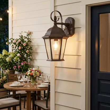 XL Dark Brown Swing Arm Hanging Lantern Wall Light HomeRoots