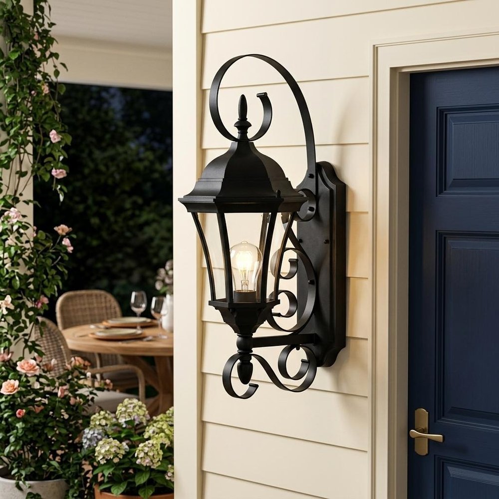 Matte Black Swing Arm Lantern Wall Light HomeRoots