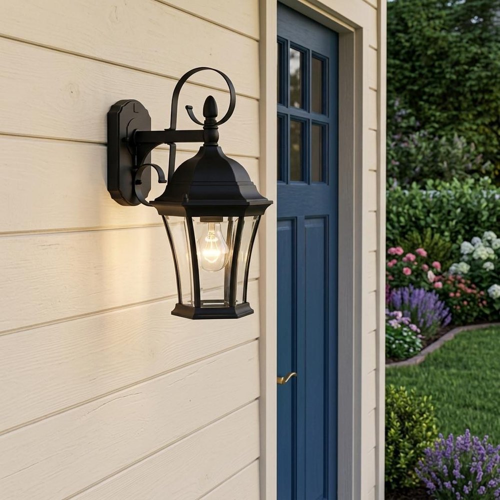 Matte Black Swing Arm Hanging Lantern Wall Light HomeRoots