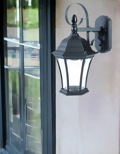 Matte Black Swing Arm Hanging Lantern Wall Light