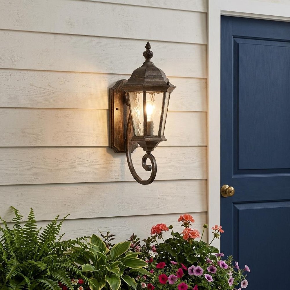 One Light Antique Black Carousel Lantern Wall Light — view 6