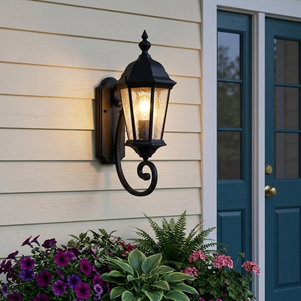 One Light Matte Black Carousel Lantern Wall Light — view 6