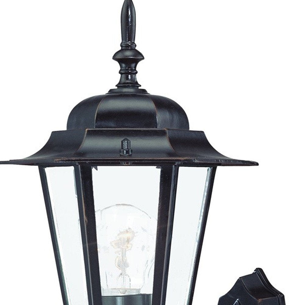 Antique Bronze Glass Lantern Wall Light HomeRoots