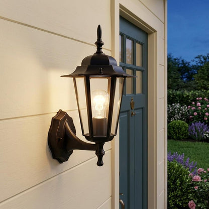 Antique Bronze Glass Lantern Wall Light HomeRoots