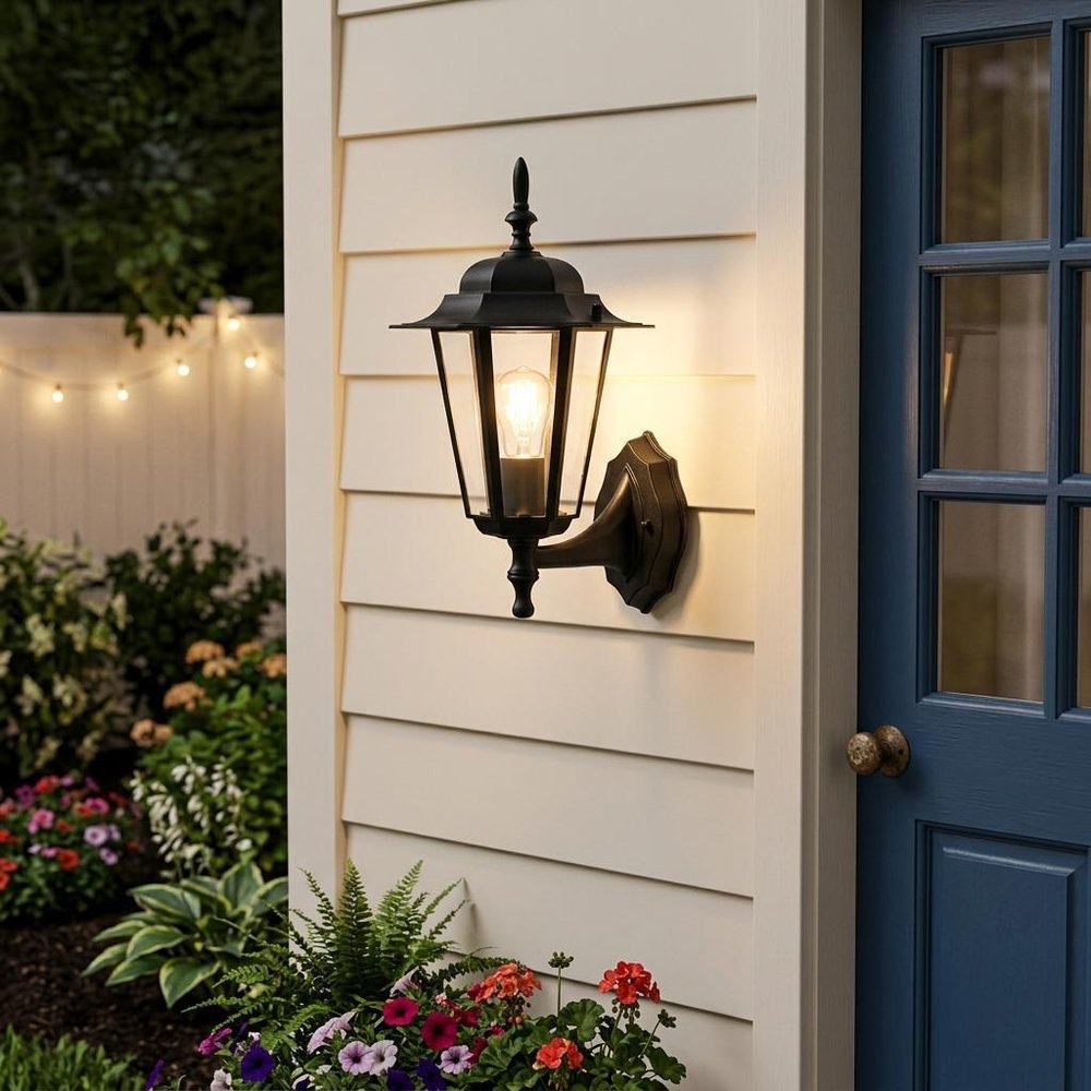 Matte Black Glass Lantern Wall Light HomeRoots