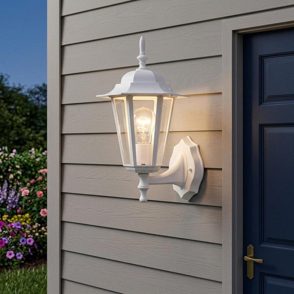 White Glass Lantern Wall Light — view 5