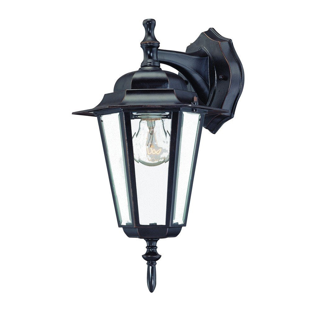 Antique Bronze Glass Hanging Lantern Wall Light HomeRoots