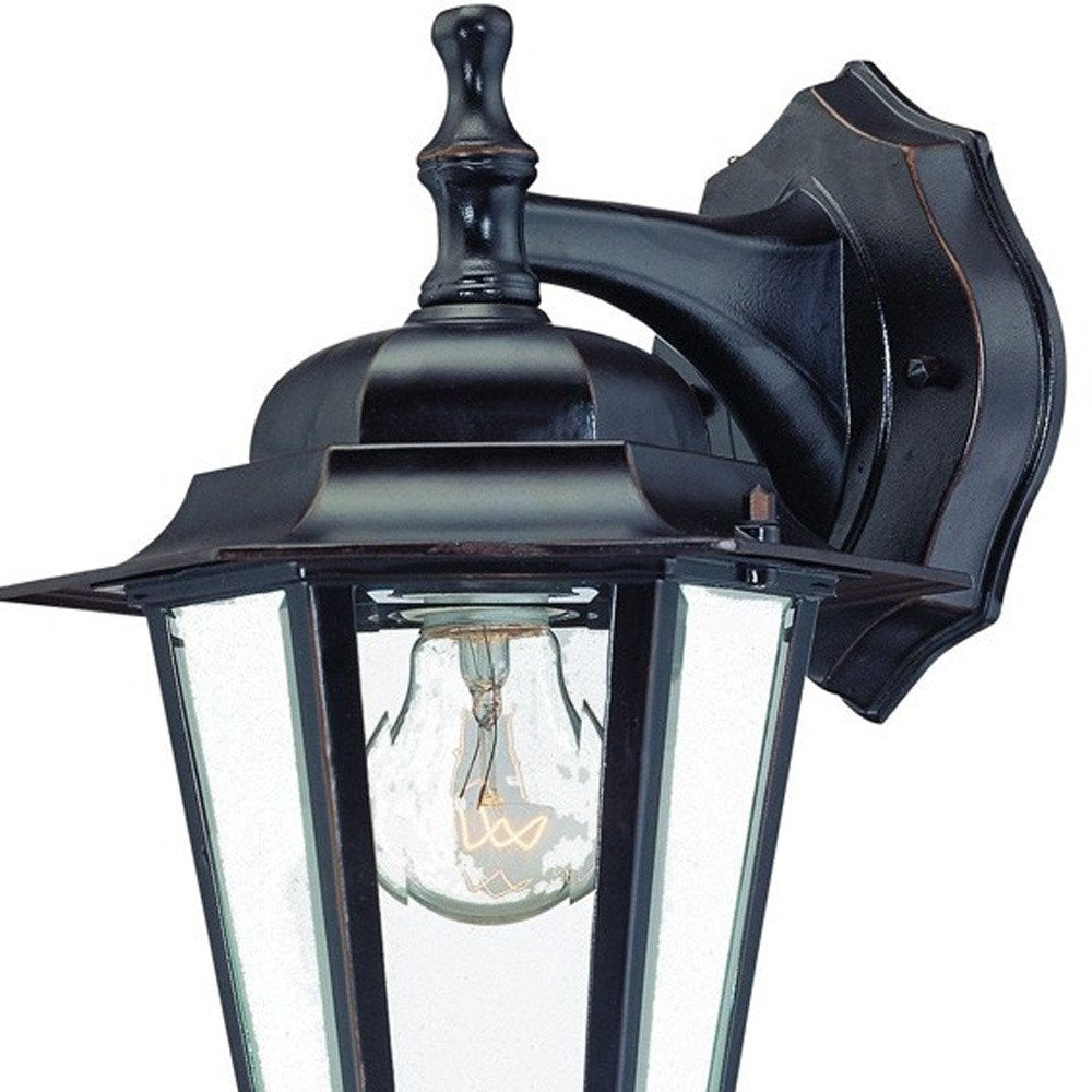 Antique Bronze Glass Hanging Lantern Wall Light HomeRoots