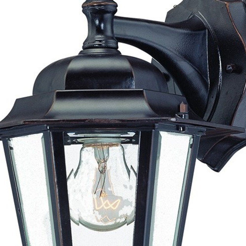 Antique Bronze Glass Hanging Lantern Wall Light HomeRoots