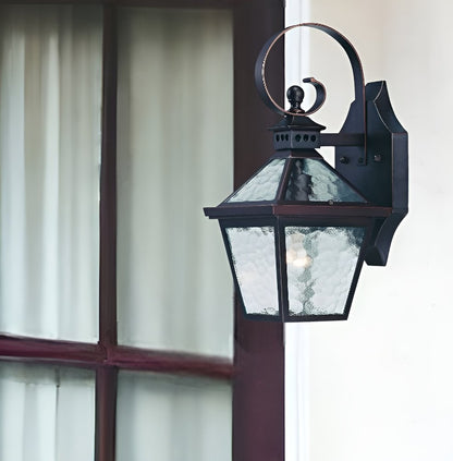 Two Light Antique Bronze Hammered Glass Wall Light HomeRoots