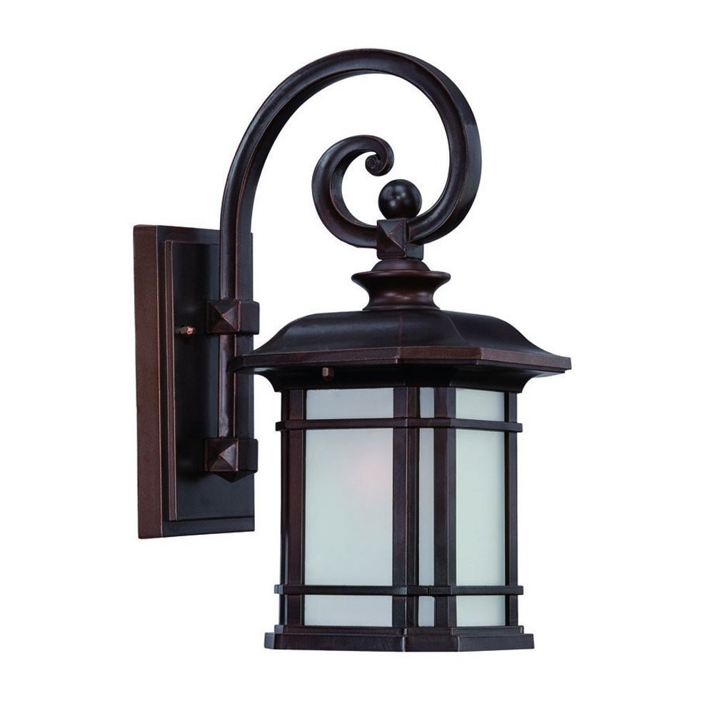 Antique Bronze Frosted Linen Glass Lantern Wall Light HomeRoots