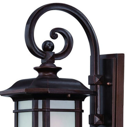 Antique Bronze Frosted Linen Glass Lantern Wall Light HomeRoots